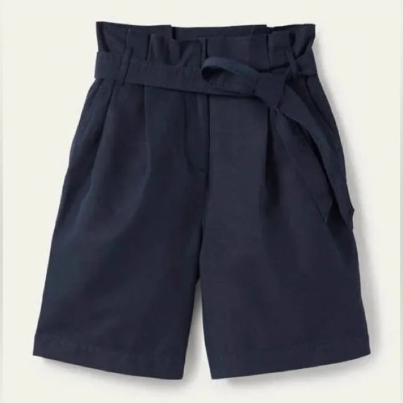NWT Boden Paperbag High Waisted Linen Blend Shorts in Navy size 10 - Picture 9 of 9